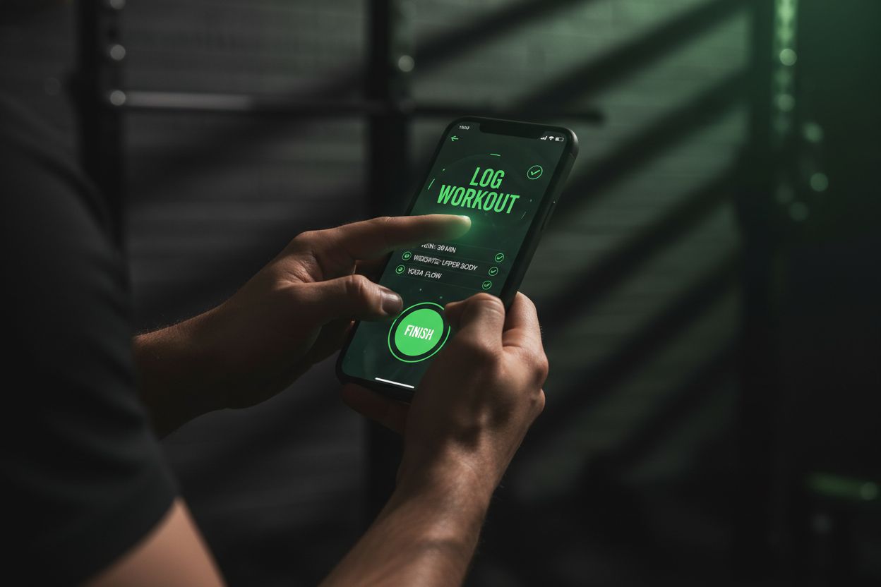 User logging a workout on a mobile app