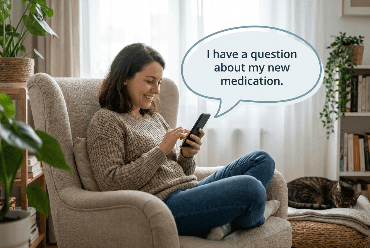 a patient texts about her new medication