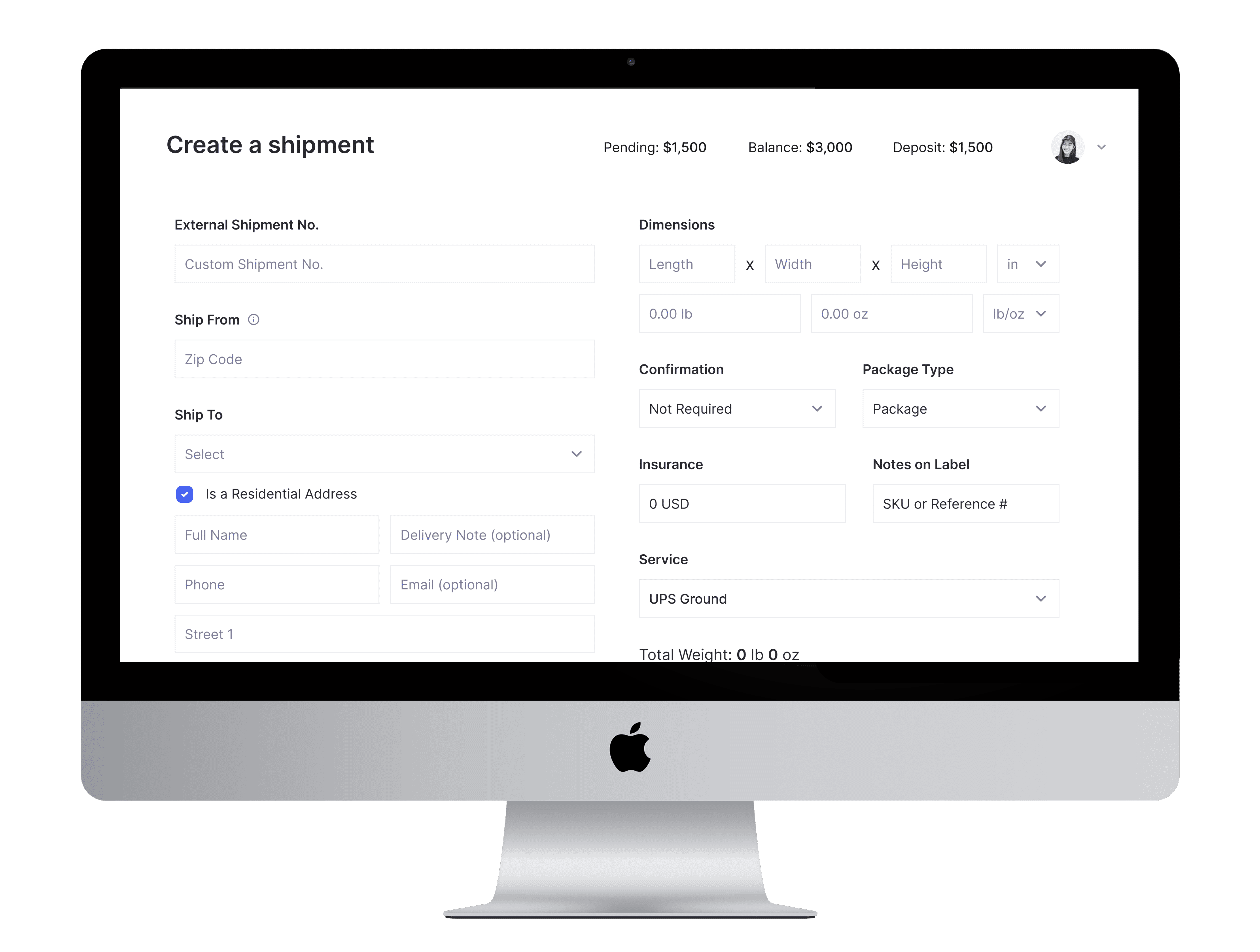 Screen mockup of a dashboard interface