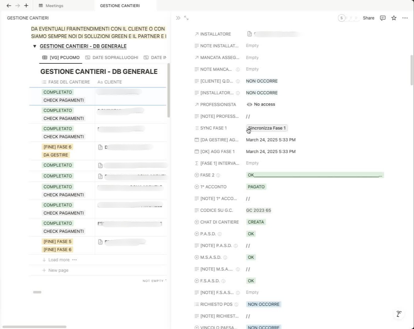 Esempio del pulsante “sincronizza fase”