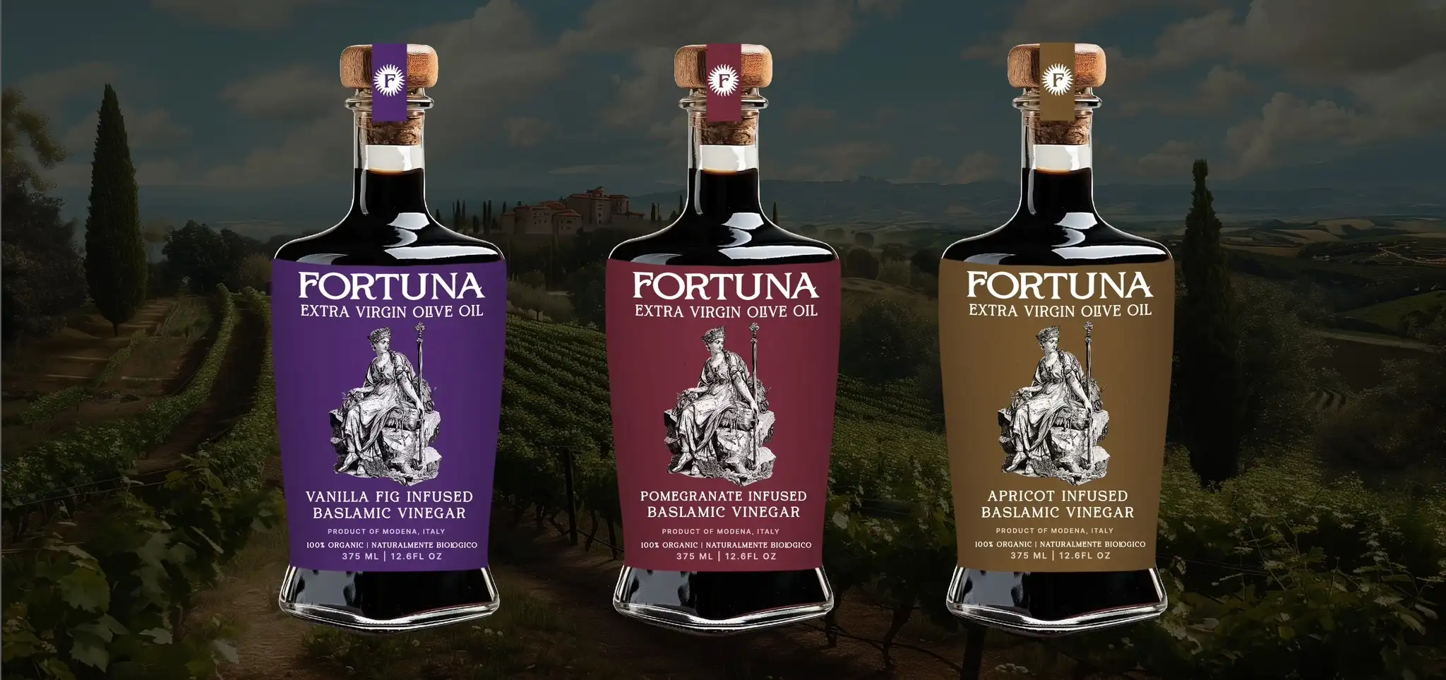 Fortuna Olive Oil Flavored Balsamic vinegar designs