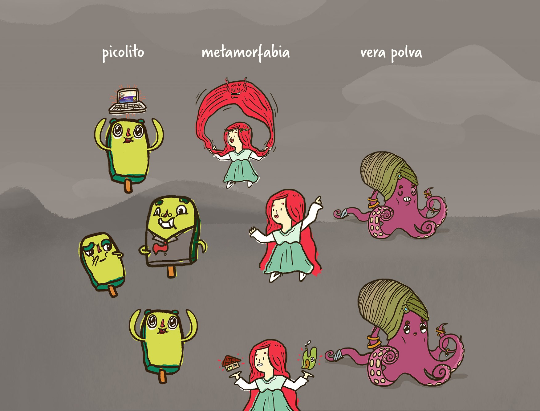 Personagens infantis ilustração conceito