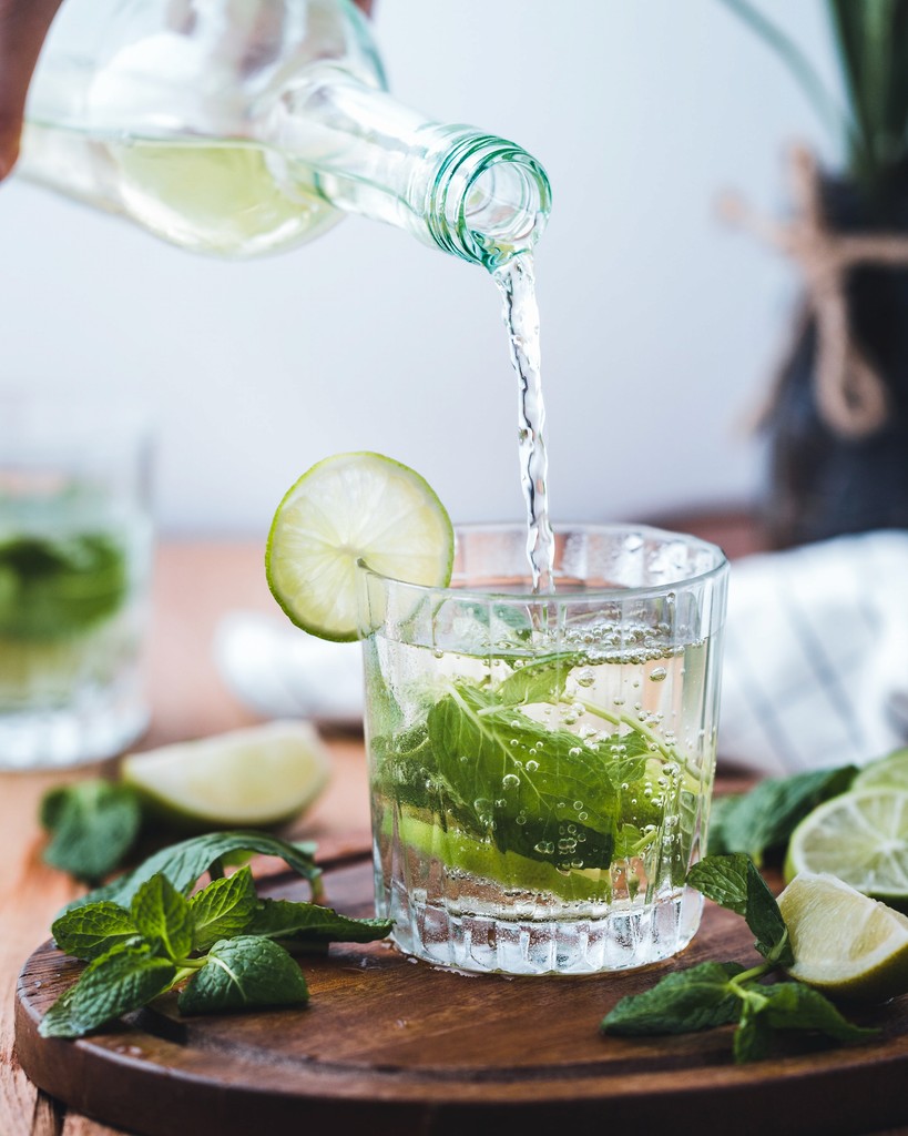 Glass of sparkling water