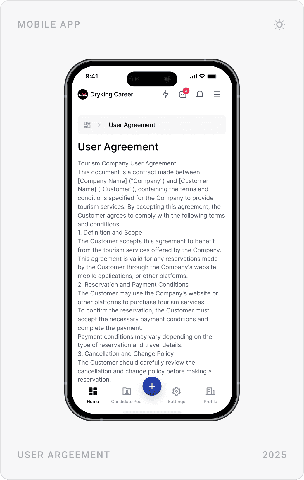 Professional User Agreement Mobile Design