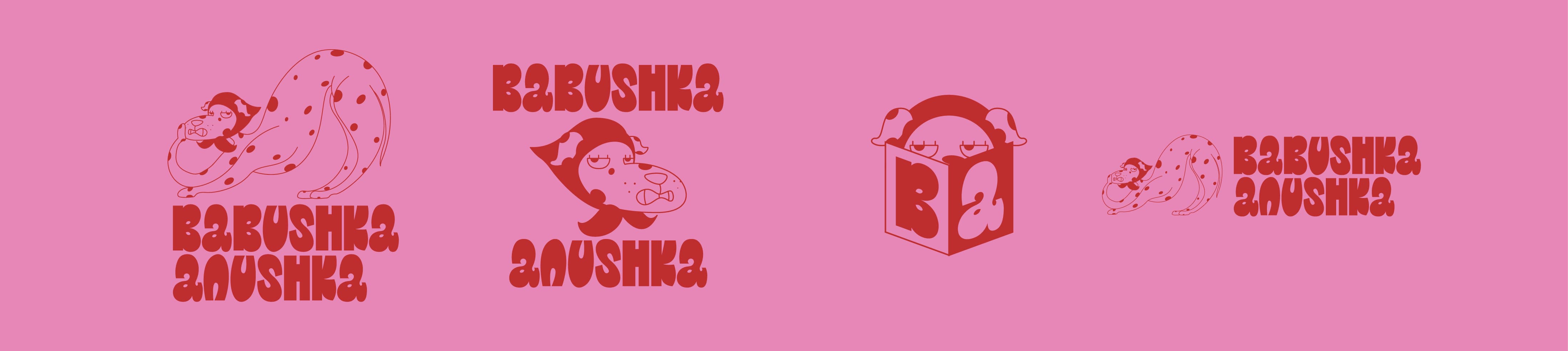 Babushka Anushka logo suite collection in red & pink.