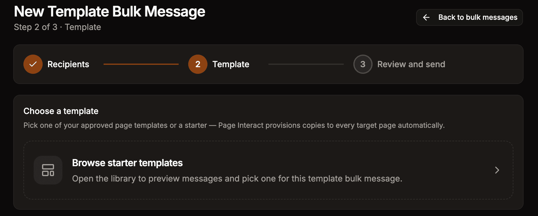 Step 2 Template: Choose a template card with the Browse starter templates button