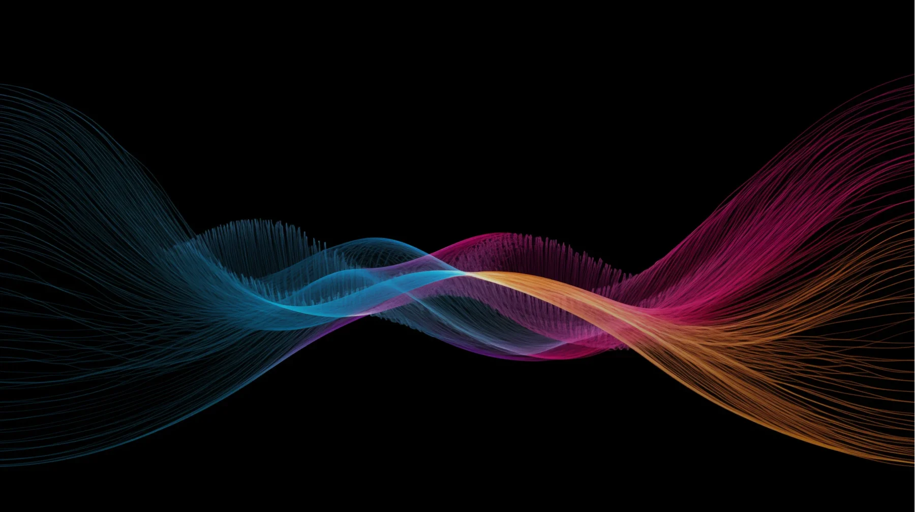 Data modernization without compromising security – colorful sound waves on a black background.