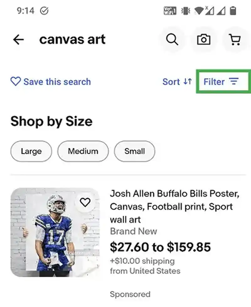 eBay Mobile Filter Button