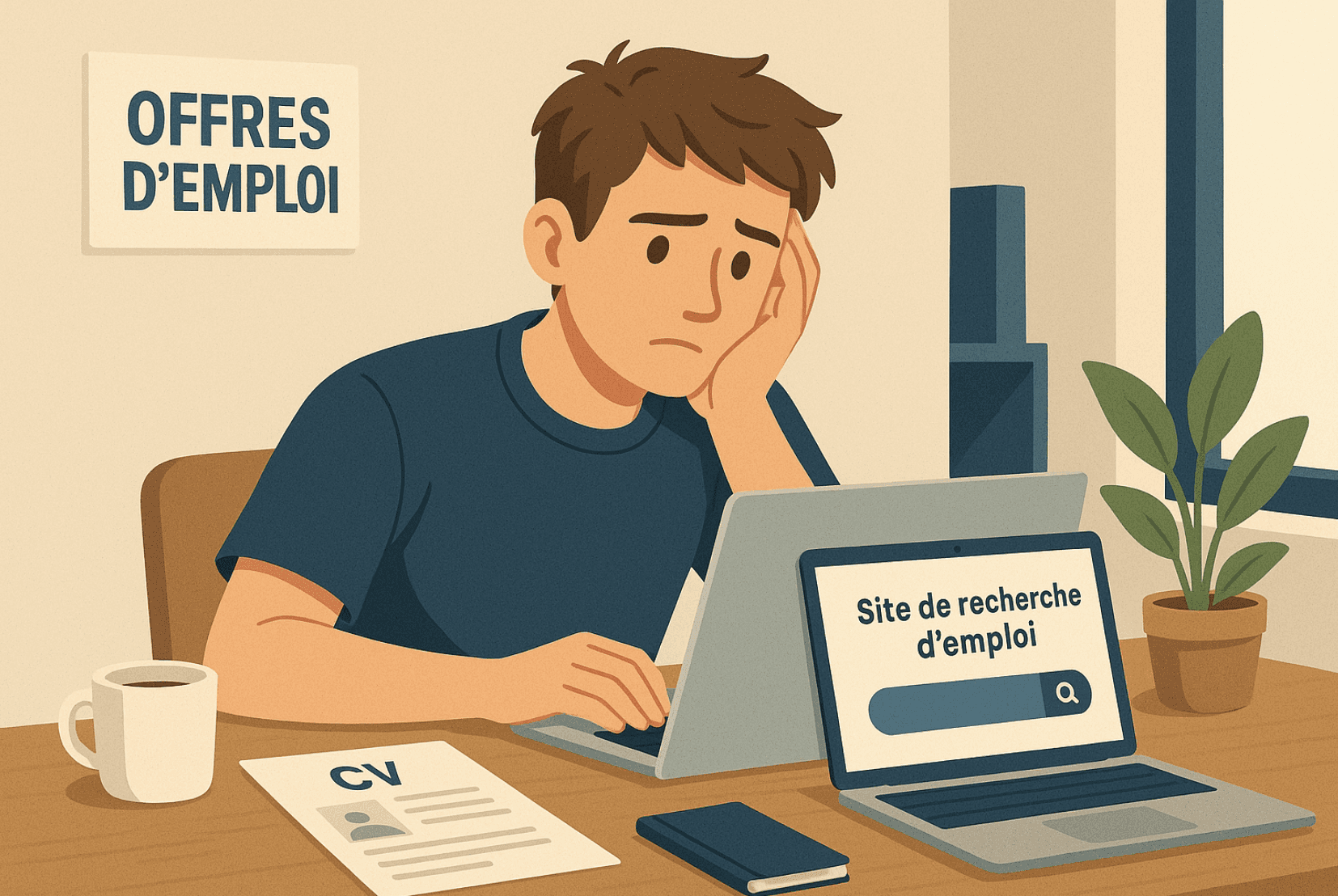 Image d'un étudiant entrain de chercher du travail après ses années d'alternance.