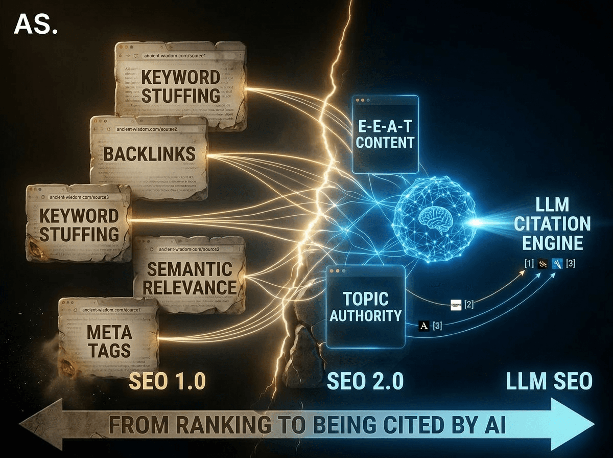 difference between traditional SEO ranking and AI-based content selection