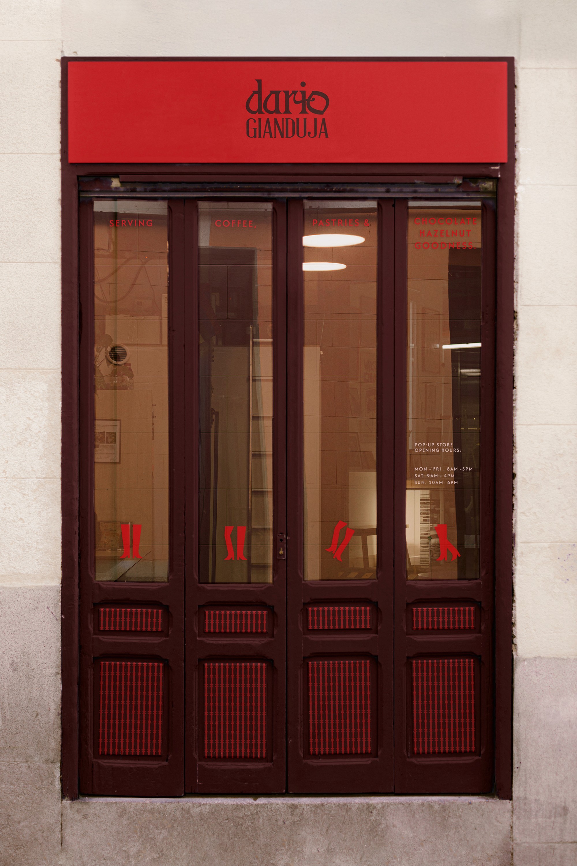 dario gianduja shop front pop up store design by selina donohoe