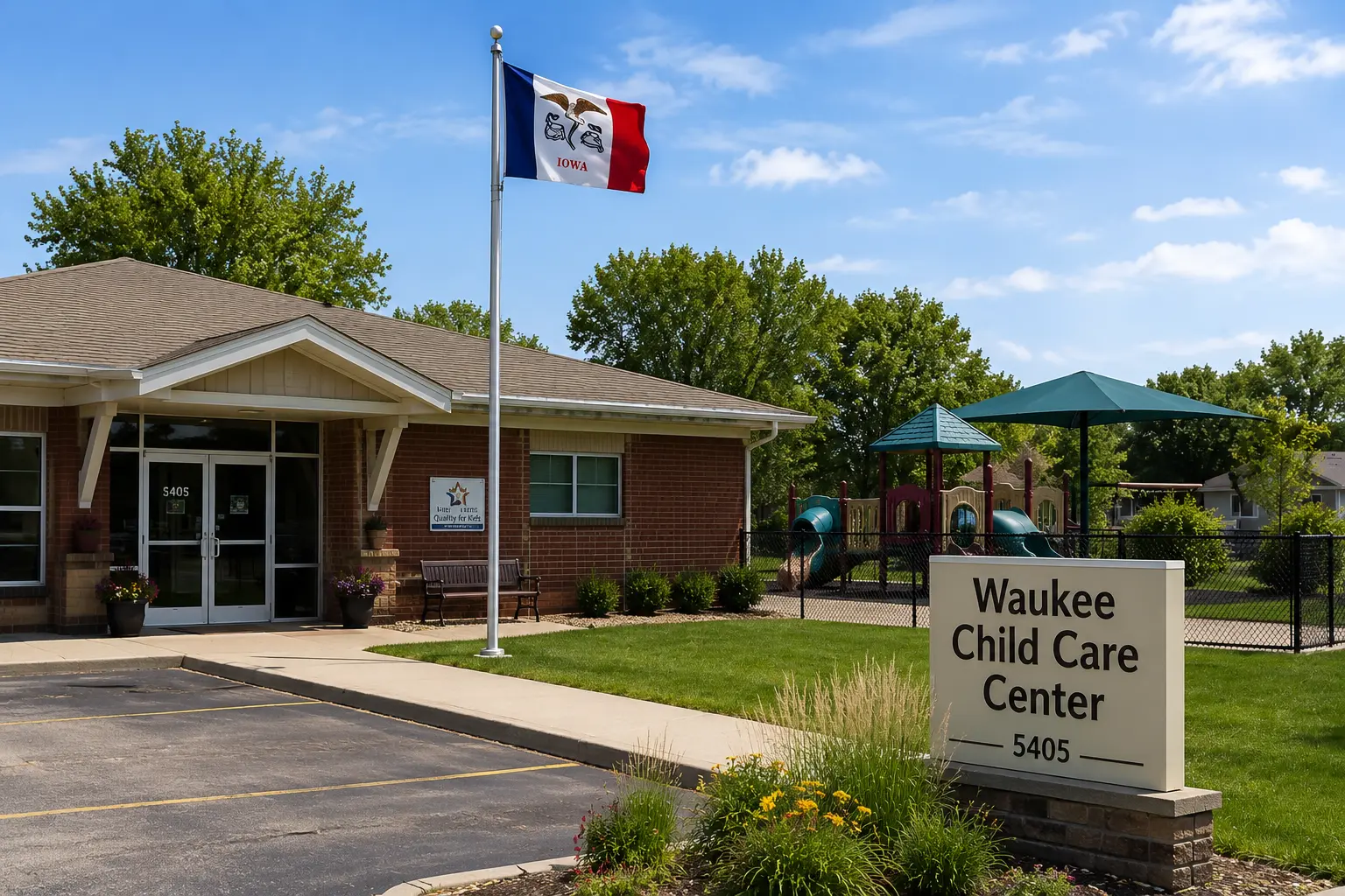 the outside of a daycare center in iowa