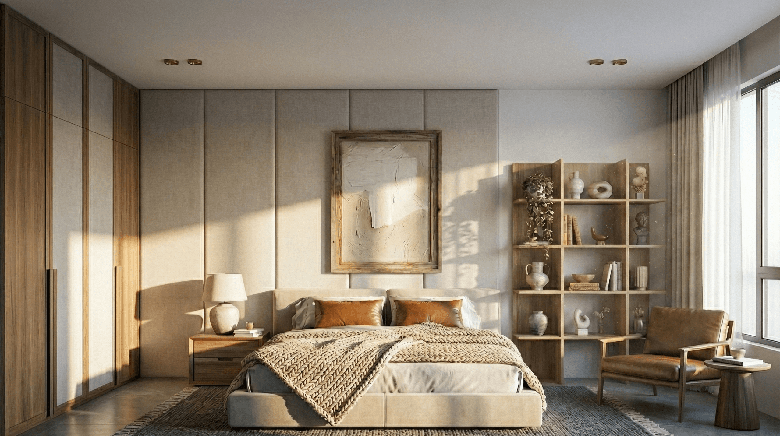 a living room filled with furniture and a mirror