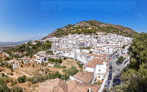 Collection of whitewashed villages in Andalusia surrounded by hills