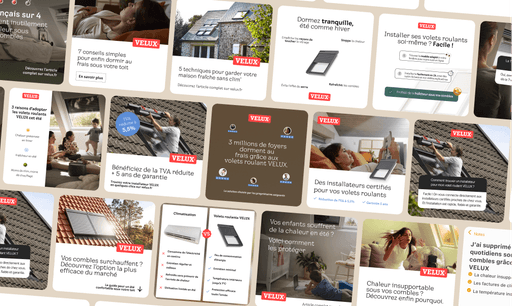 Ensemble de visuels pour une campagne de communication Velux, axée sur le confort et les solutions pour la maison.