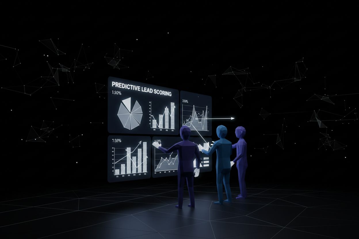 Team analyzing predictive lead scoring charts