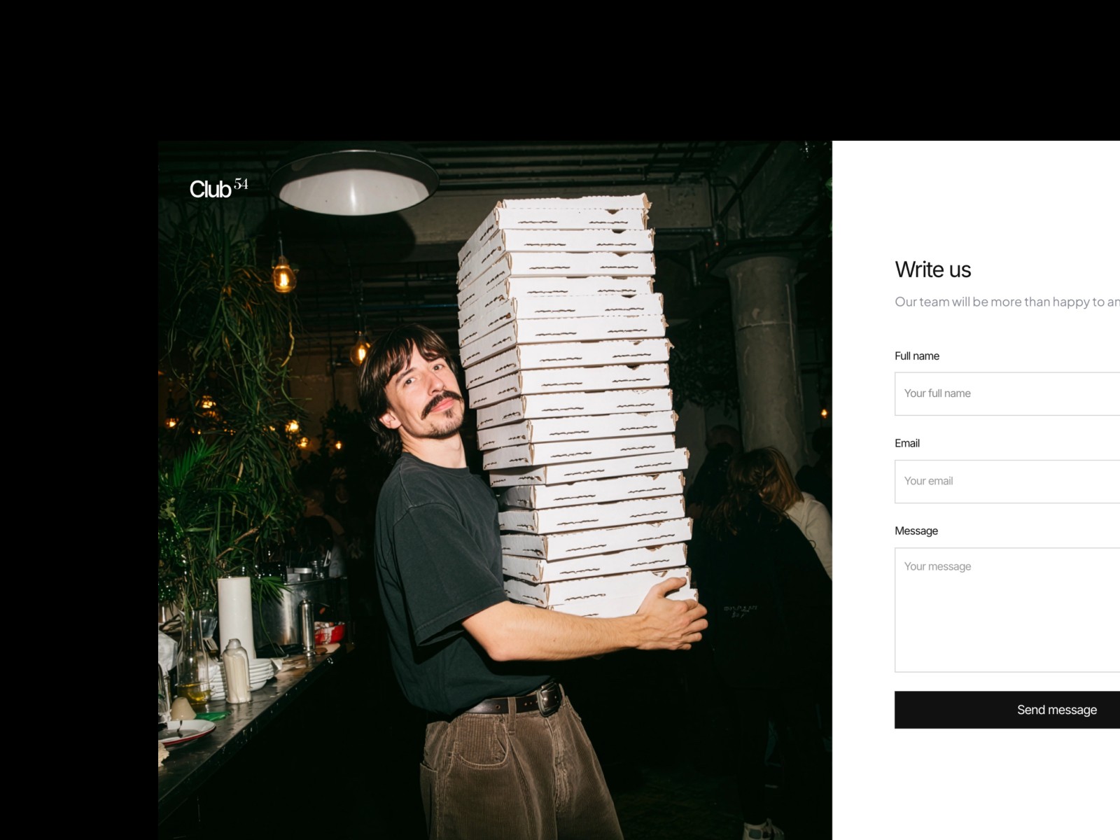 Club 54 — 黑白极简现代餐饮品牌网站设计灵感