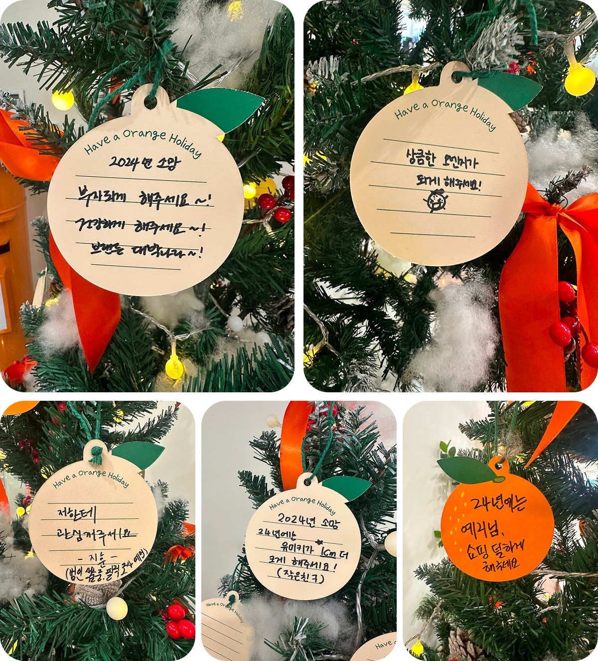 구성원들이 오렌지 엽서에 적은 소원