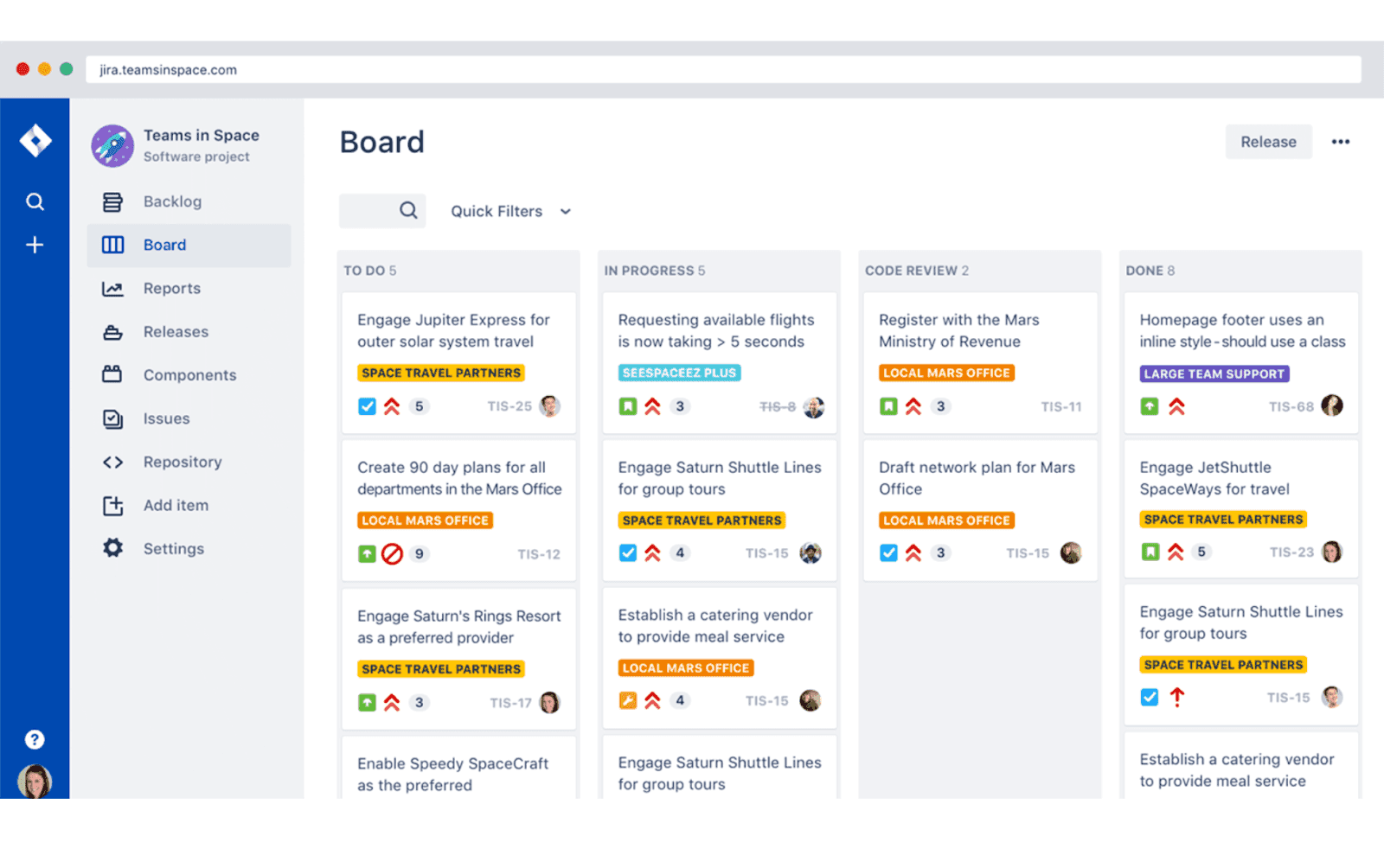 Jira board working space