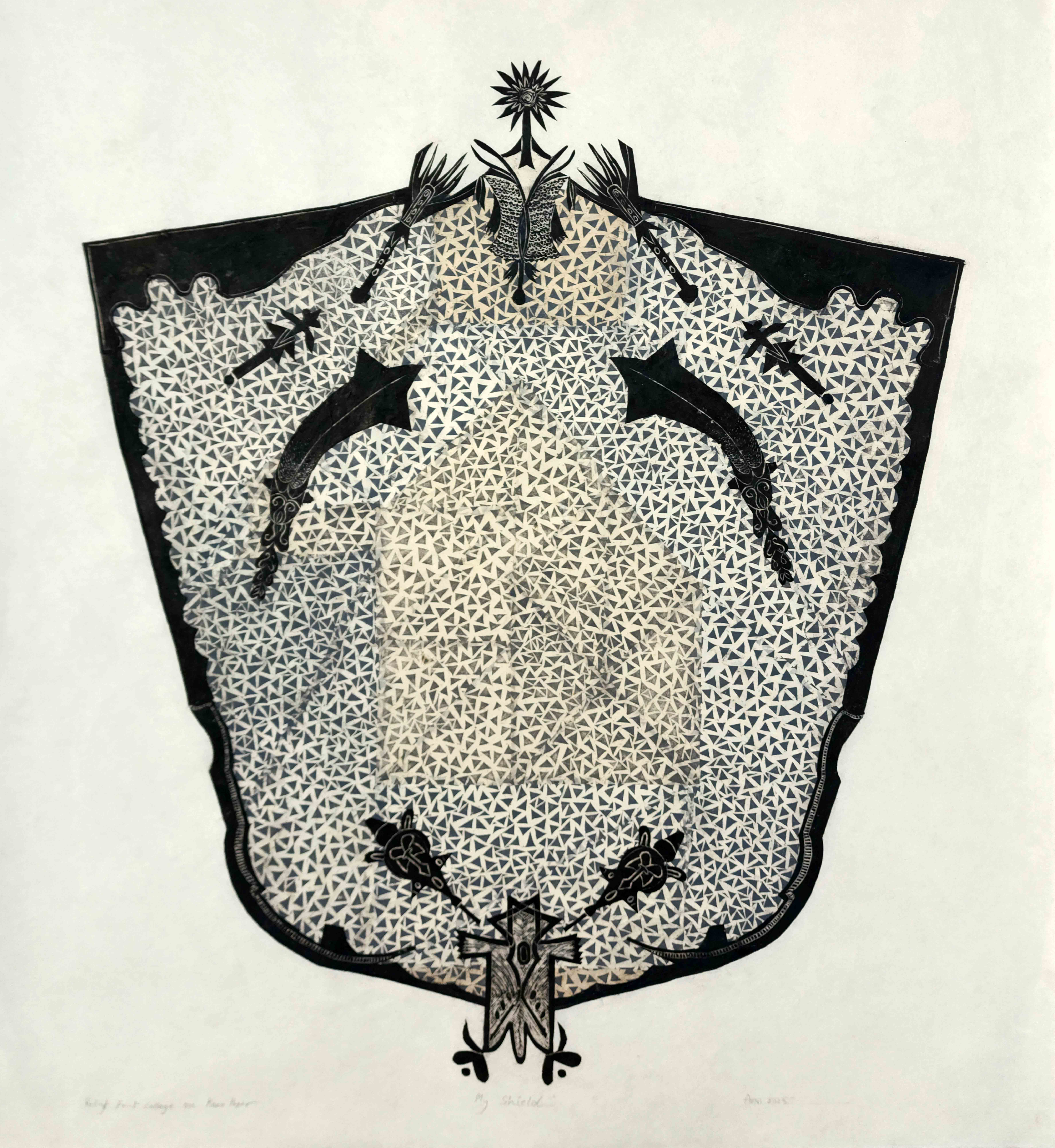 herd of sheep on road painting