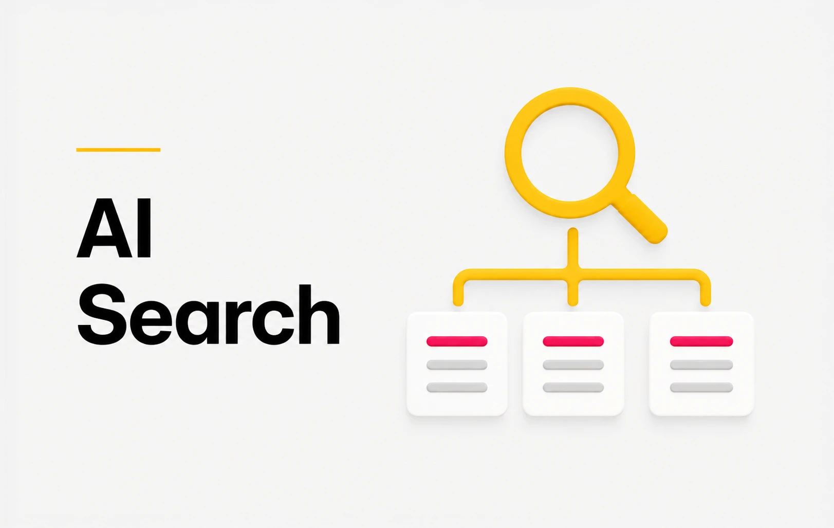 AI Search diagram with cards and magnifying glass