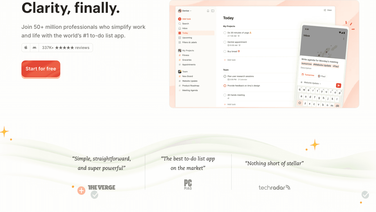 Todoist workload management website