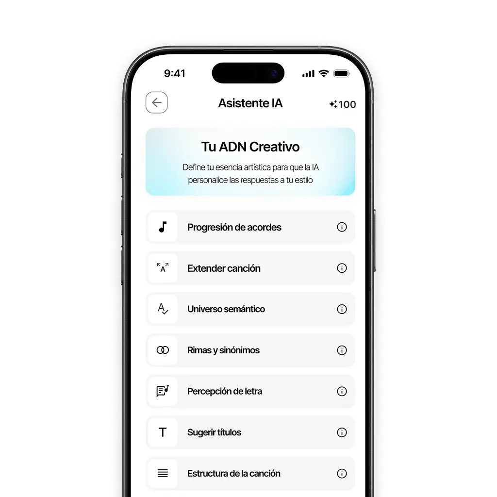 Vista del Asistente IA de Zoundroom que actúa como una herramienta creativa 