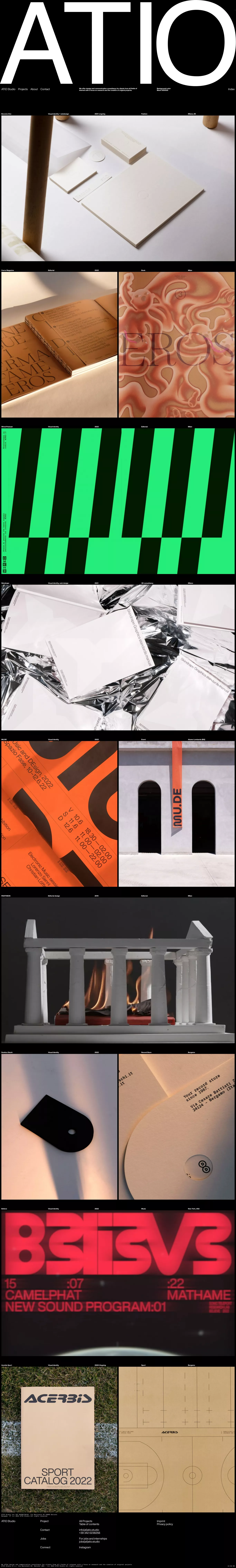 ATIO Studio portfolio page screenshot showcasing Design and Tech design