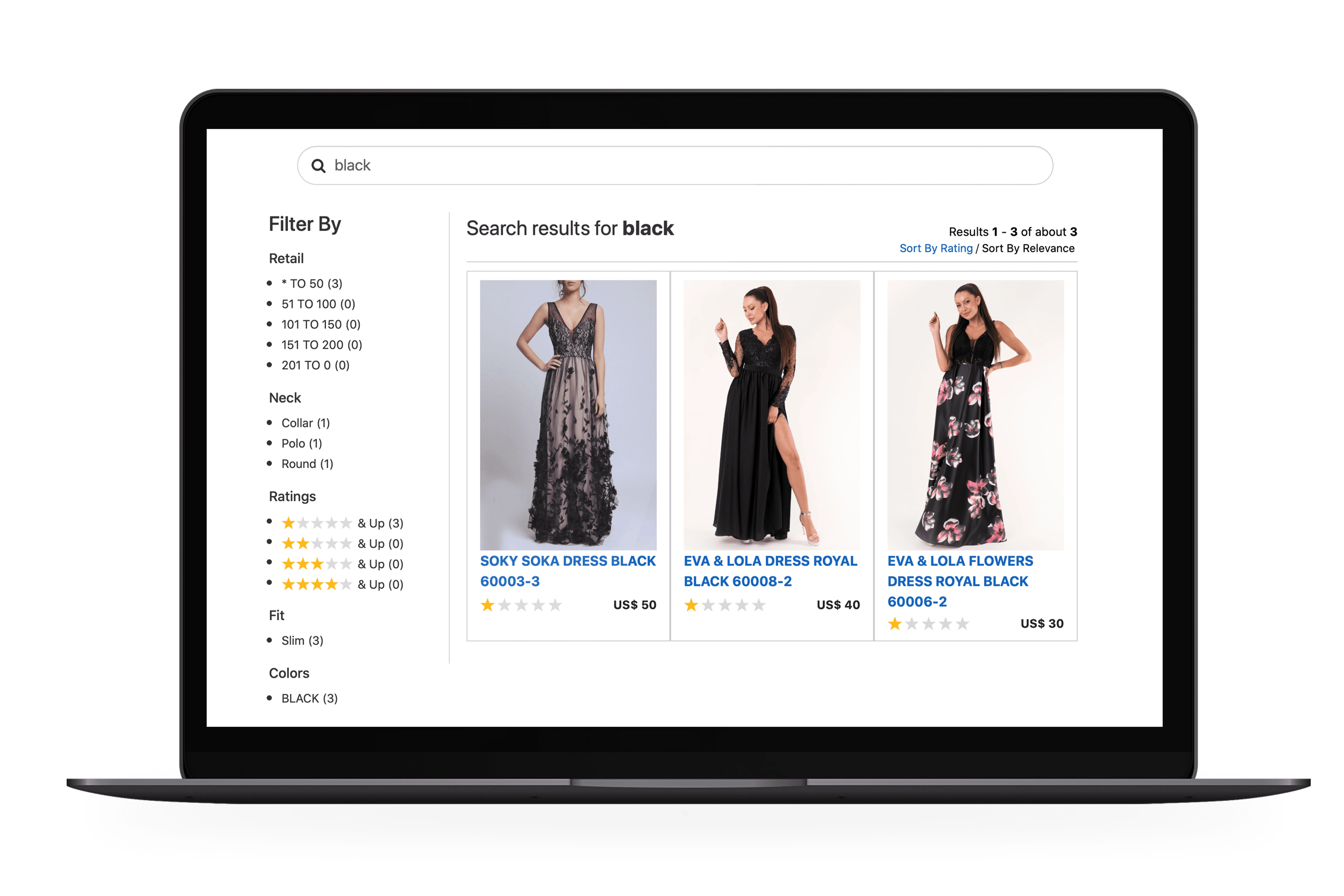 SearchBlox eCommerce UX for Fashion Clothing