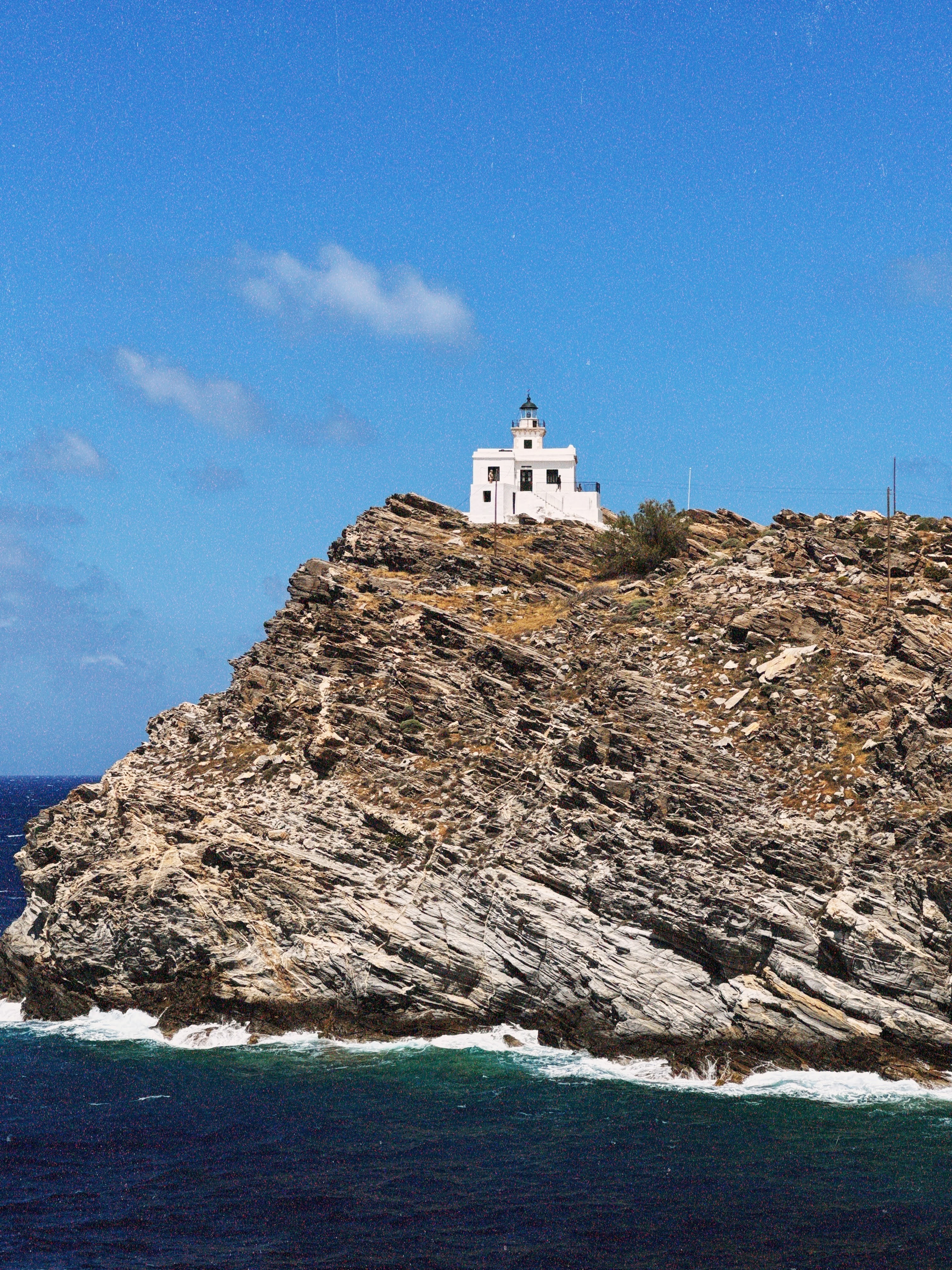 Lighthouse on a mountainside in Greece