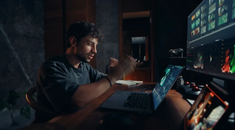 Reilin working behind his laptop