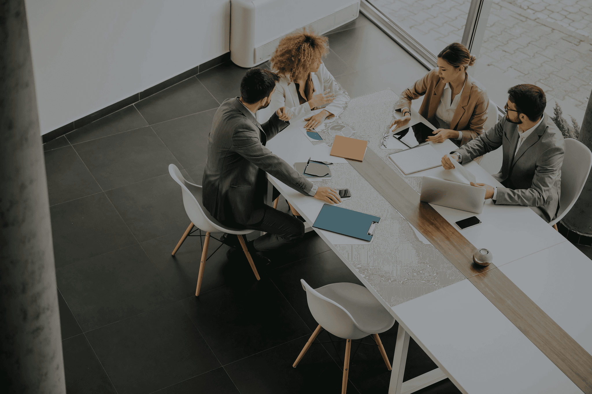 Small business owner with customer