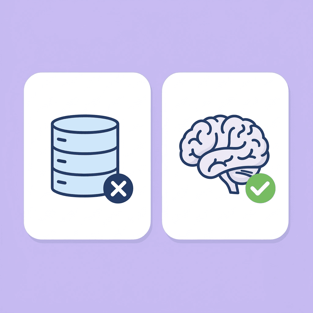 Comparison showing traditional database management transforming into an AI-powered intelligent system