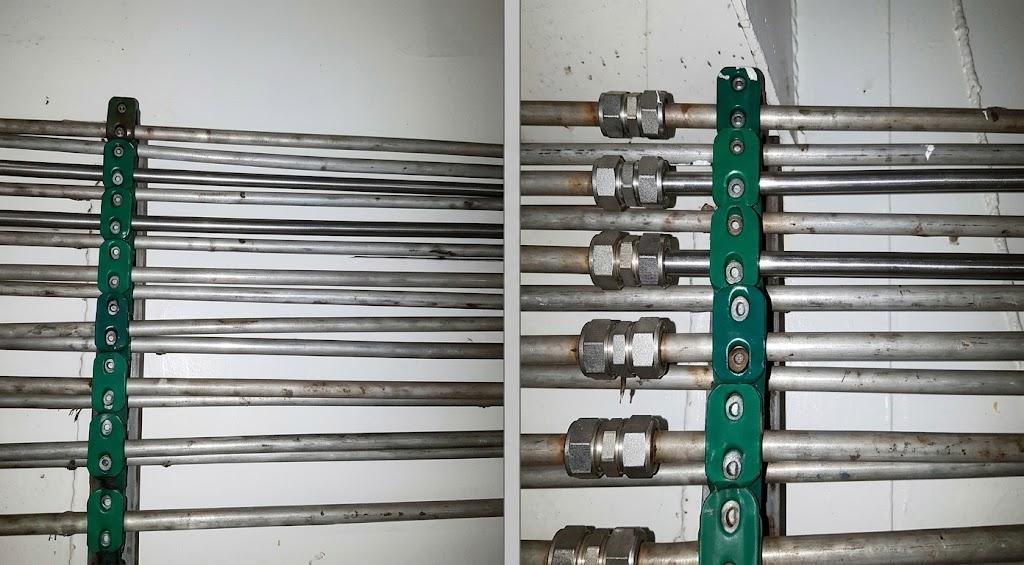 Renew tubing pipe line at galley — After repair.