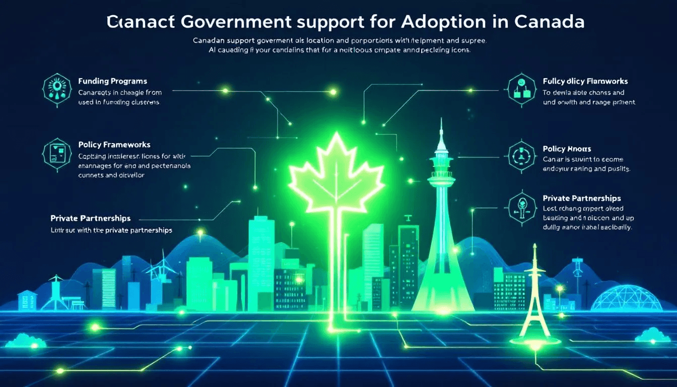 Government support initiatives for AI adoption in Canada.