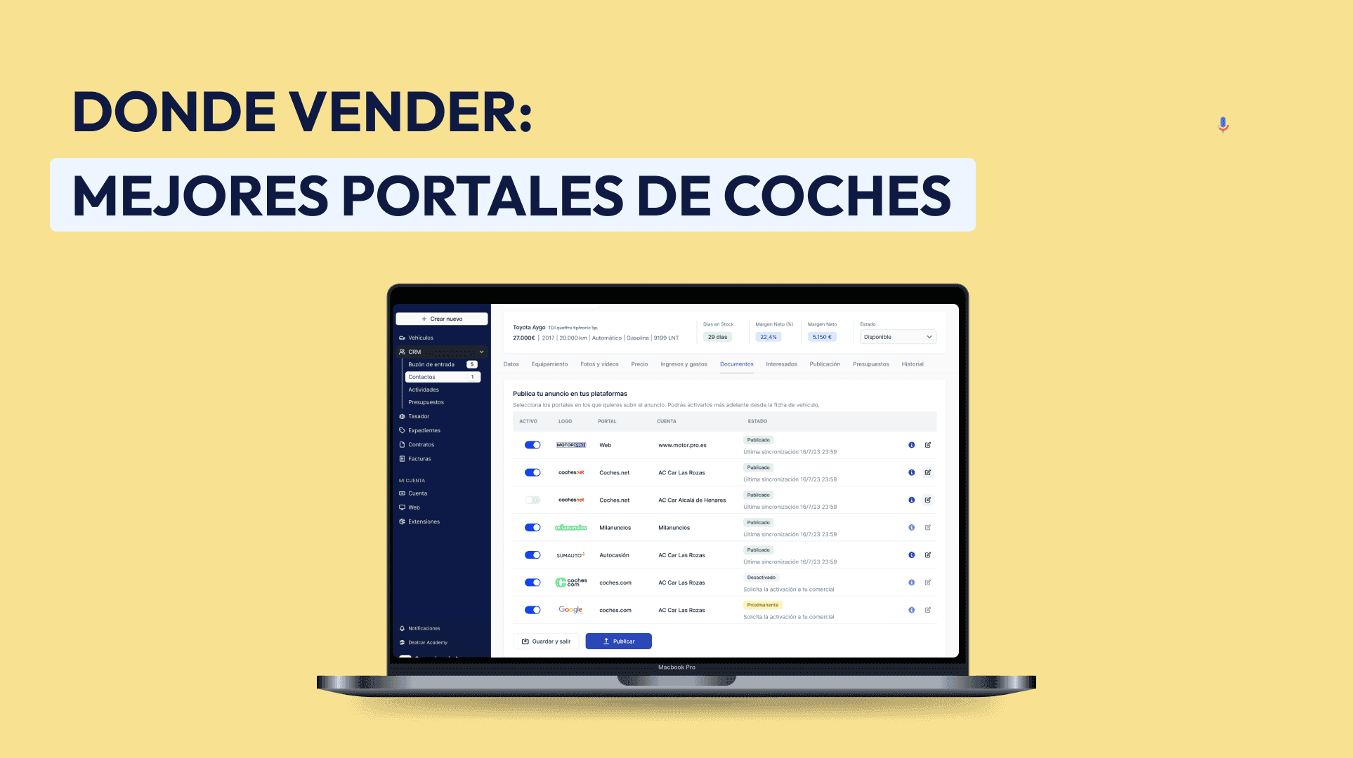 Laptop with car listing website. Selling a car online.