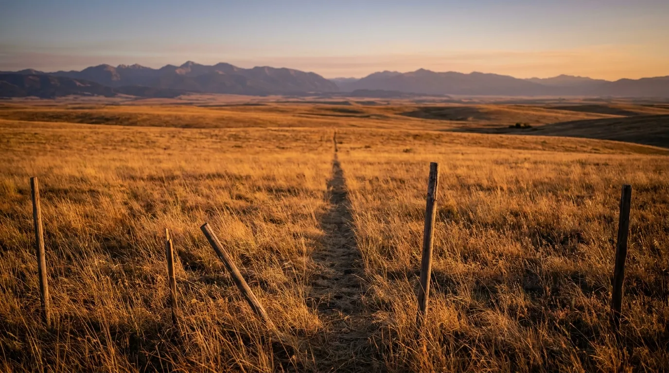 Golden field panorama at sunset, mountains afar, RockN' Socials Digital Marketing.