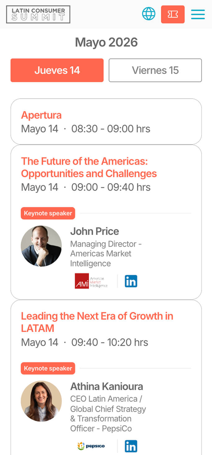 Diseño web mobile Ohla sección Agenda