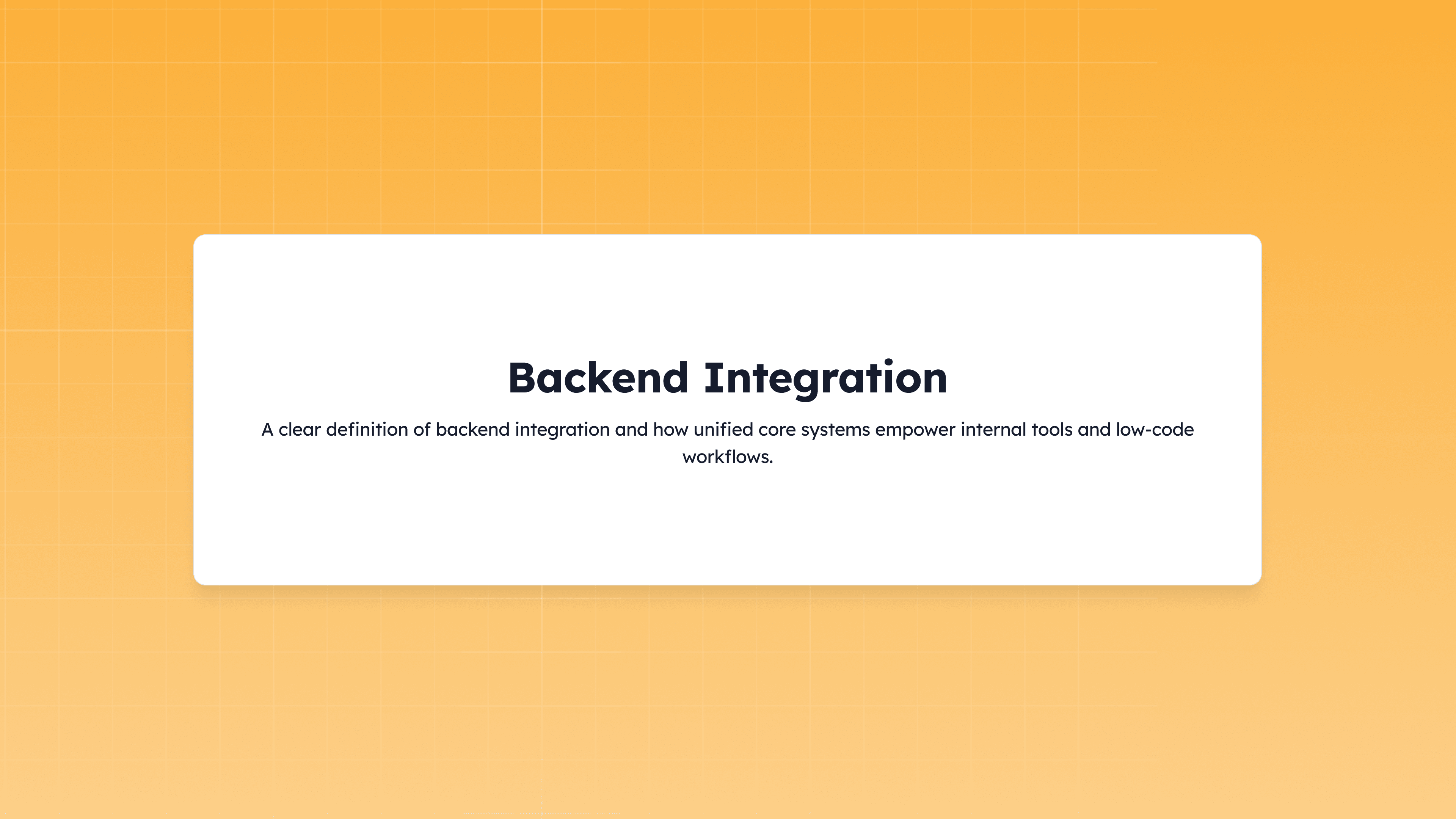 Backend integration