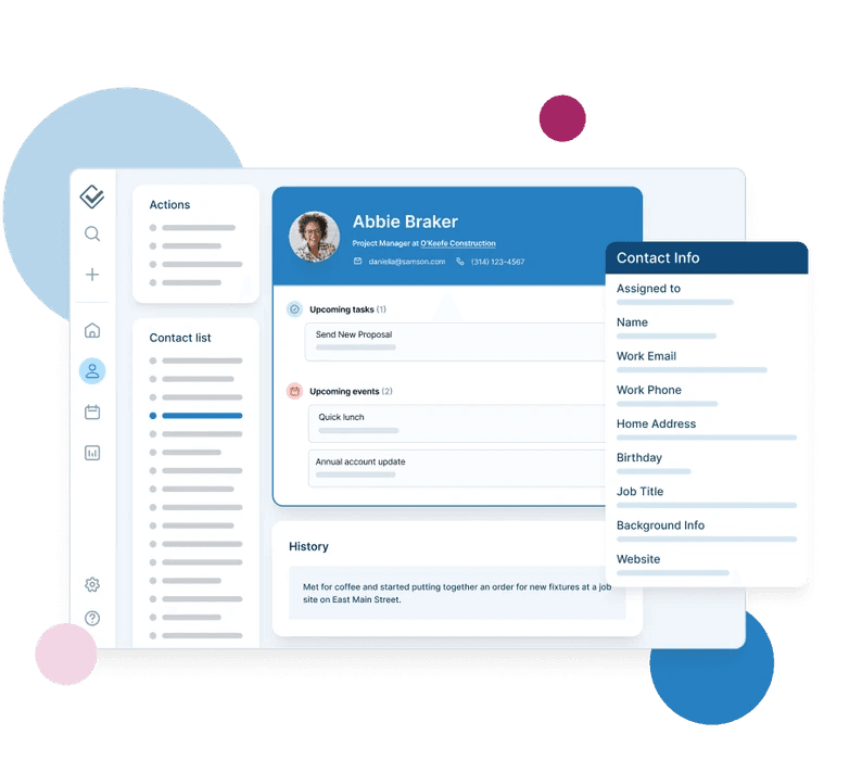  Less AnnoyingCRM’s interface with contact info panel opened