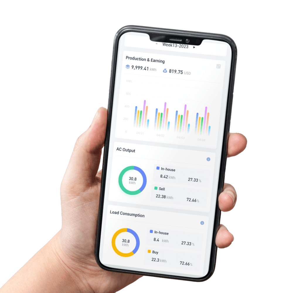 Smart-App für Photovoltaikanlagen – Überwachung und Steuerung von Energieverbrauch und Solaranlage in Echtzeit auf dem Smartphone.