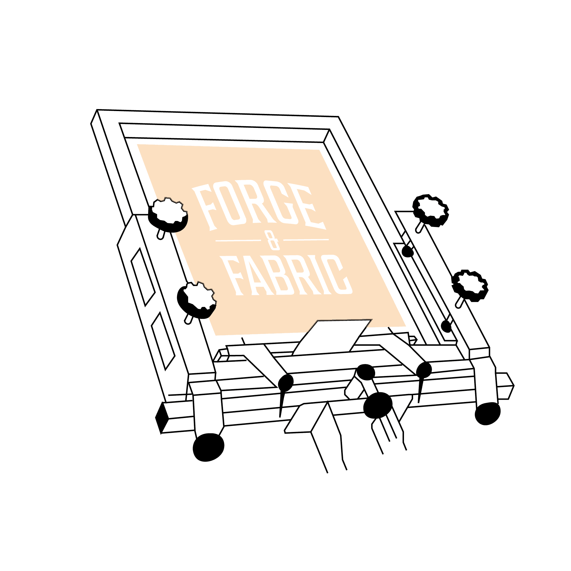 Line drawing of a screen with orange emulsion