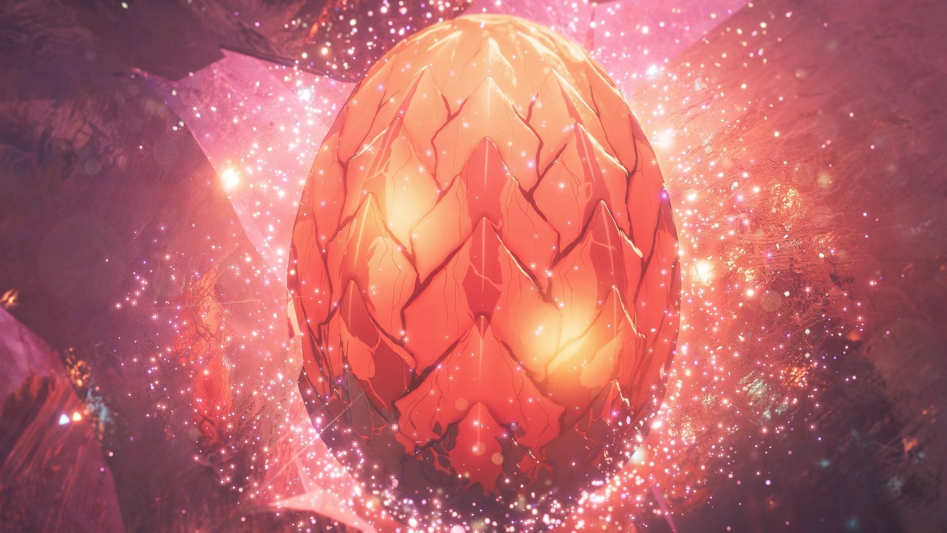 Œuf de monstre brillant dans Monster Hunter Stories 3 Twisted Reflection représentant le système de collection et d’éclosion des monstres