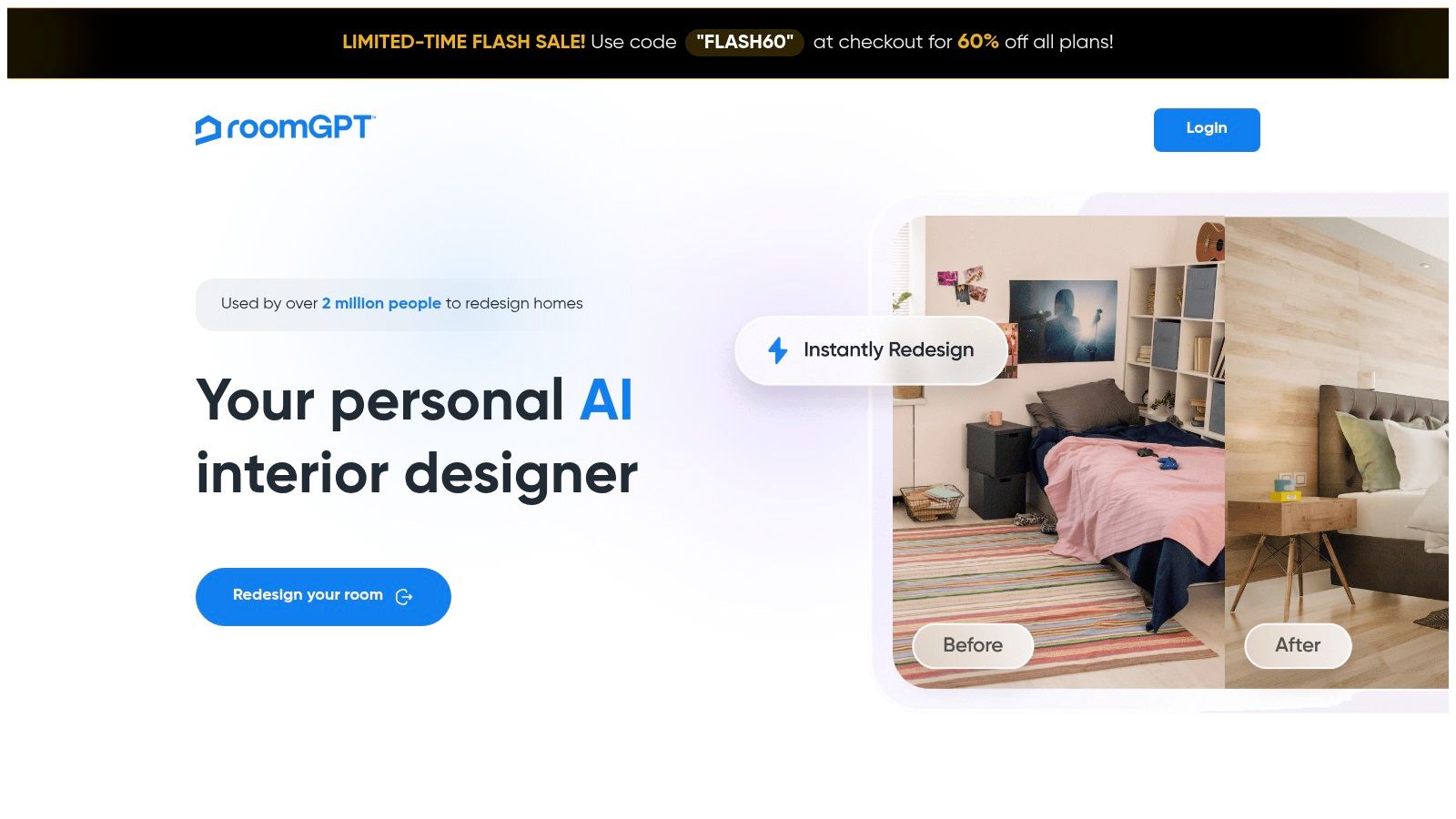 RoomGPT showcasing an AI-generated interior design