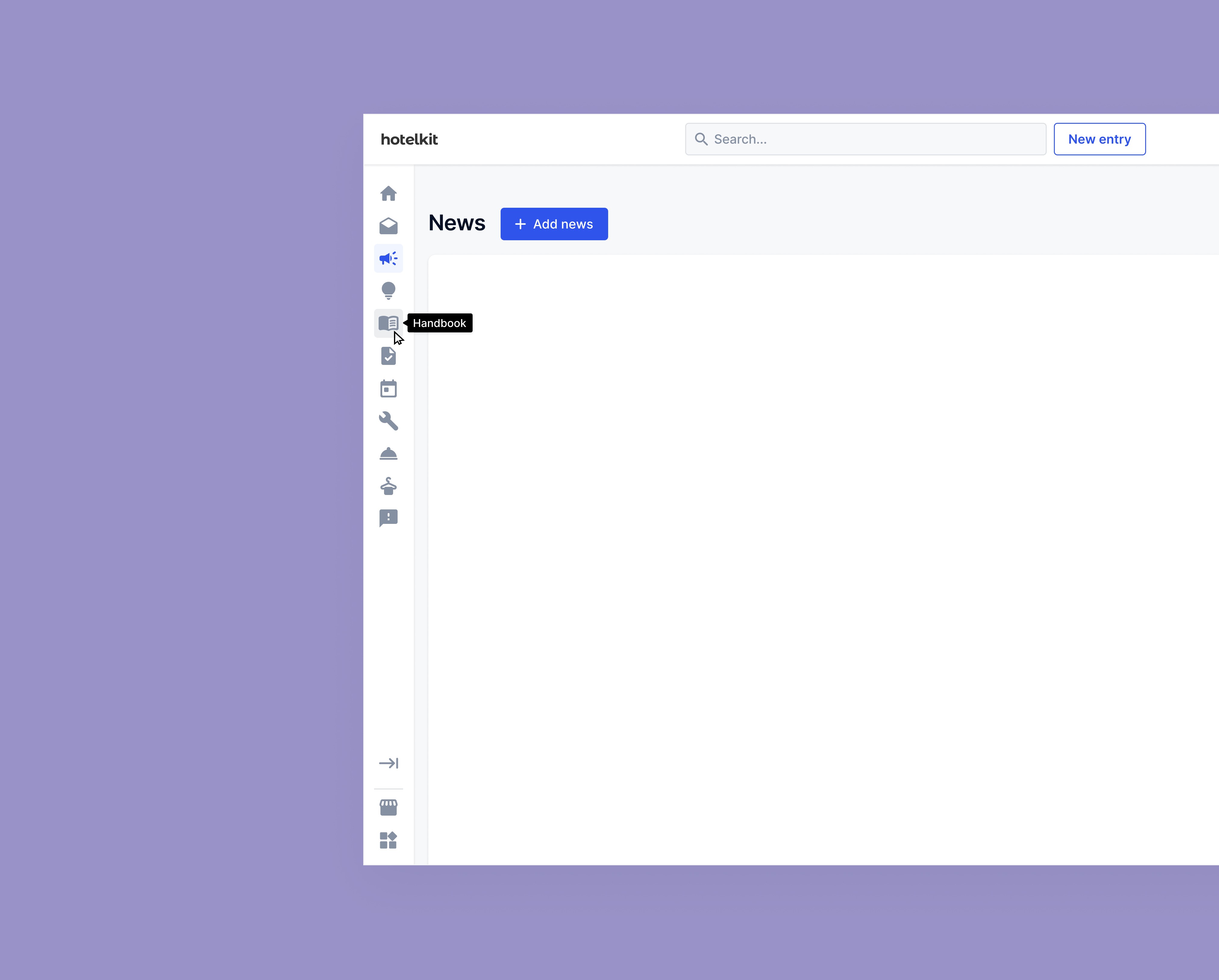 Screen showing navigation of platform