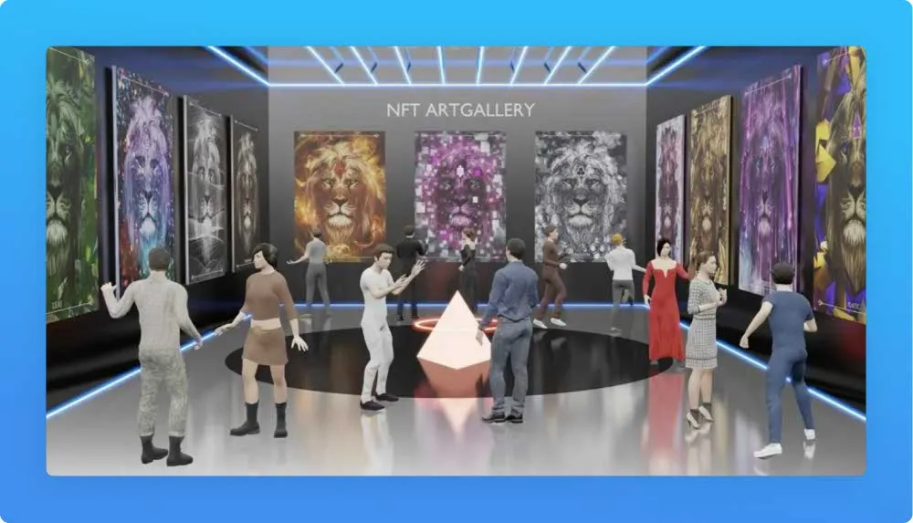 Digital illustration representing a NFT art gallery