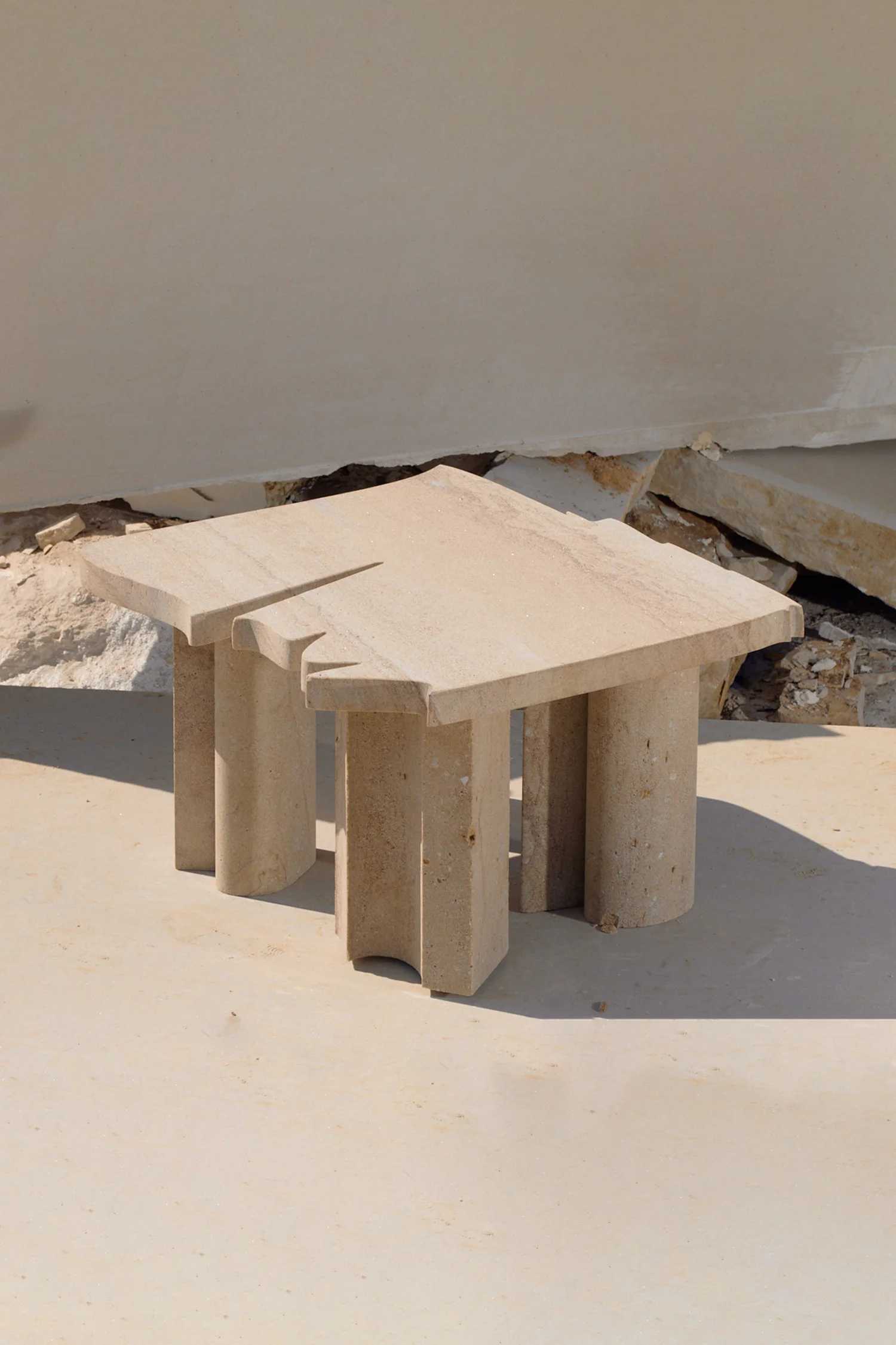 Sand Preludium II coffee table in quartz sandstone from Cloudy Collection by Jiri Krejcirik