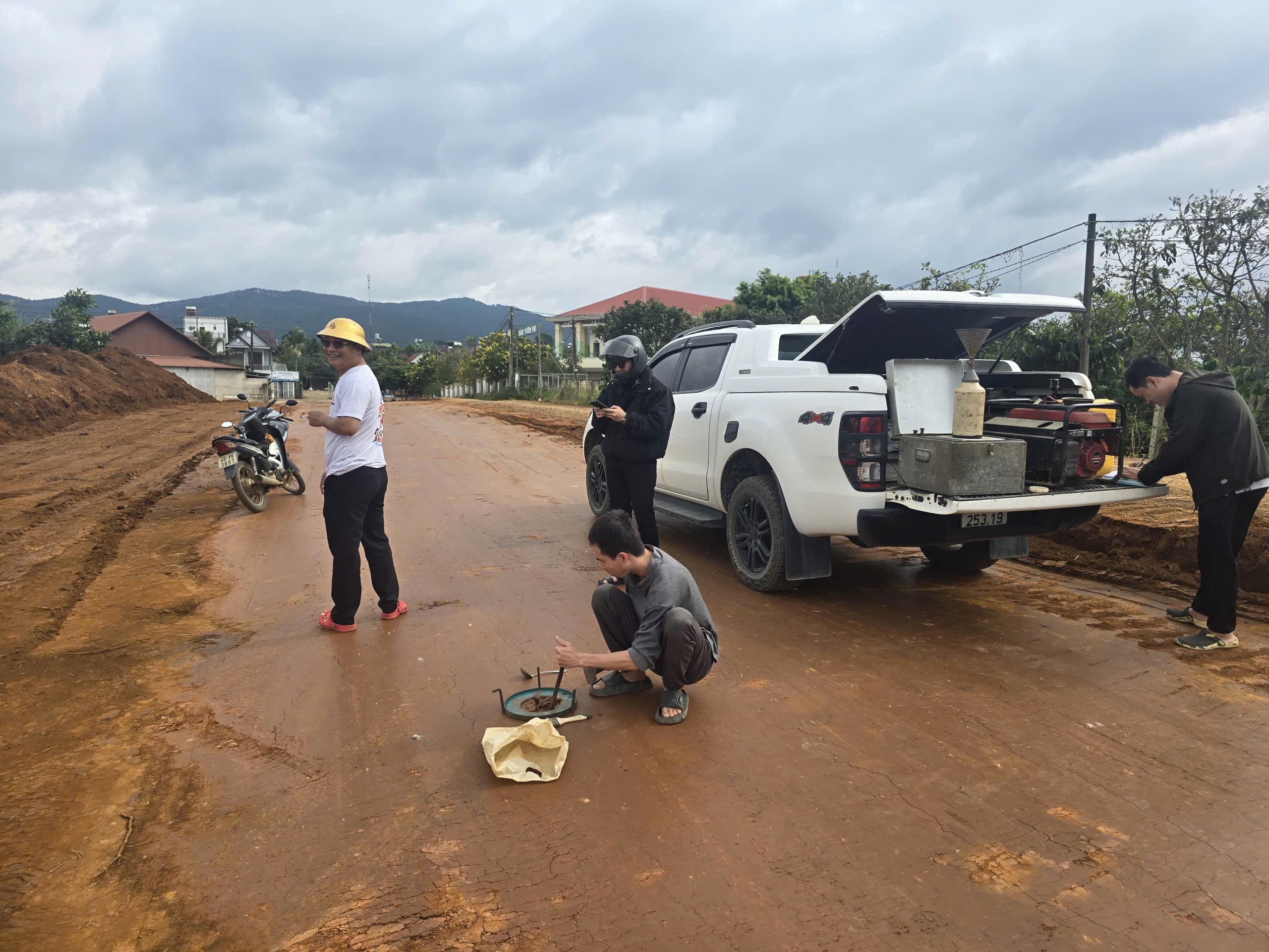 a person digging in the dirt