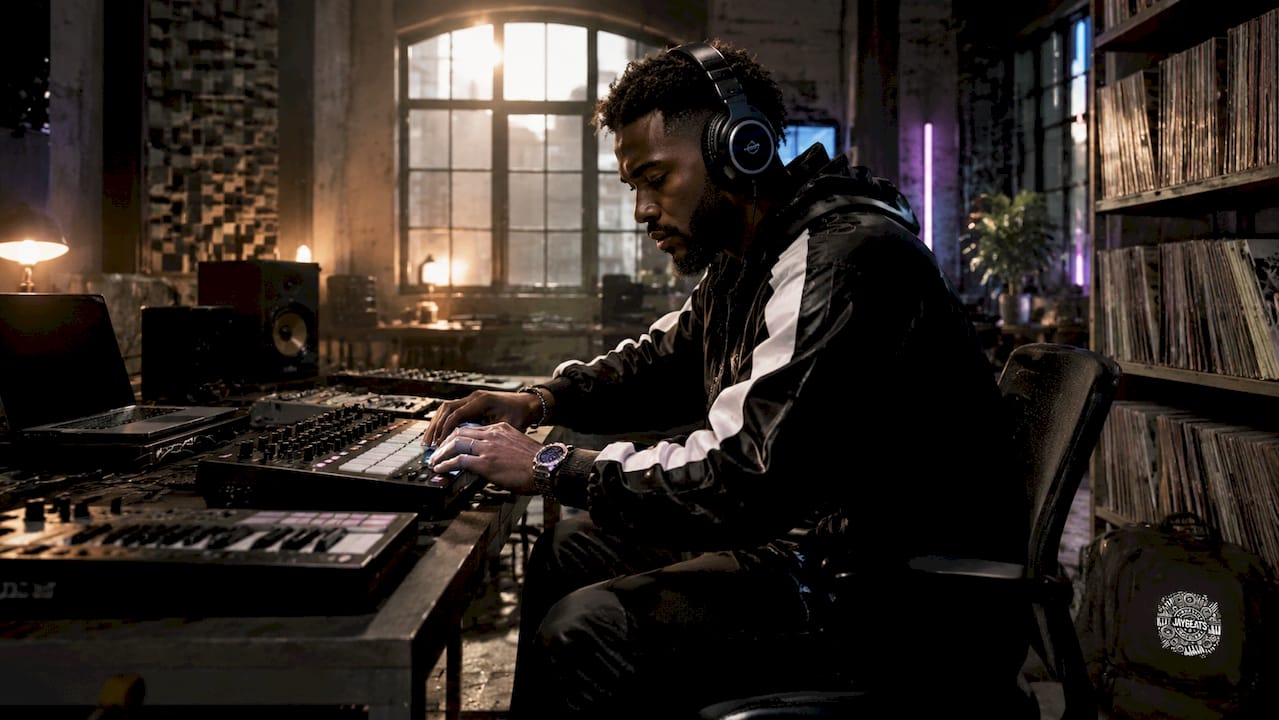 Producer-creating-atmospheric-hip-hop-beats