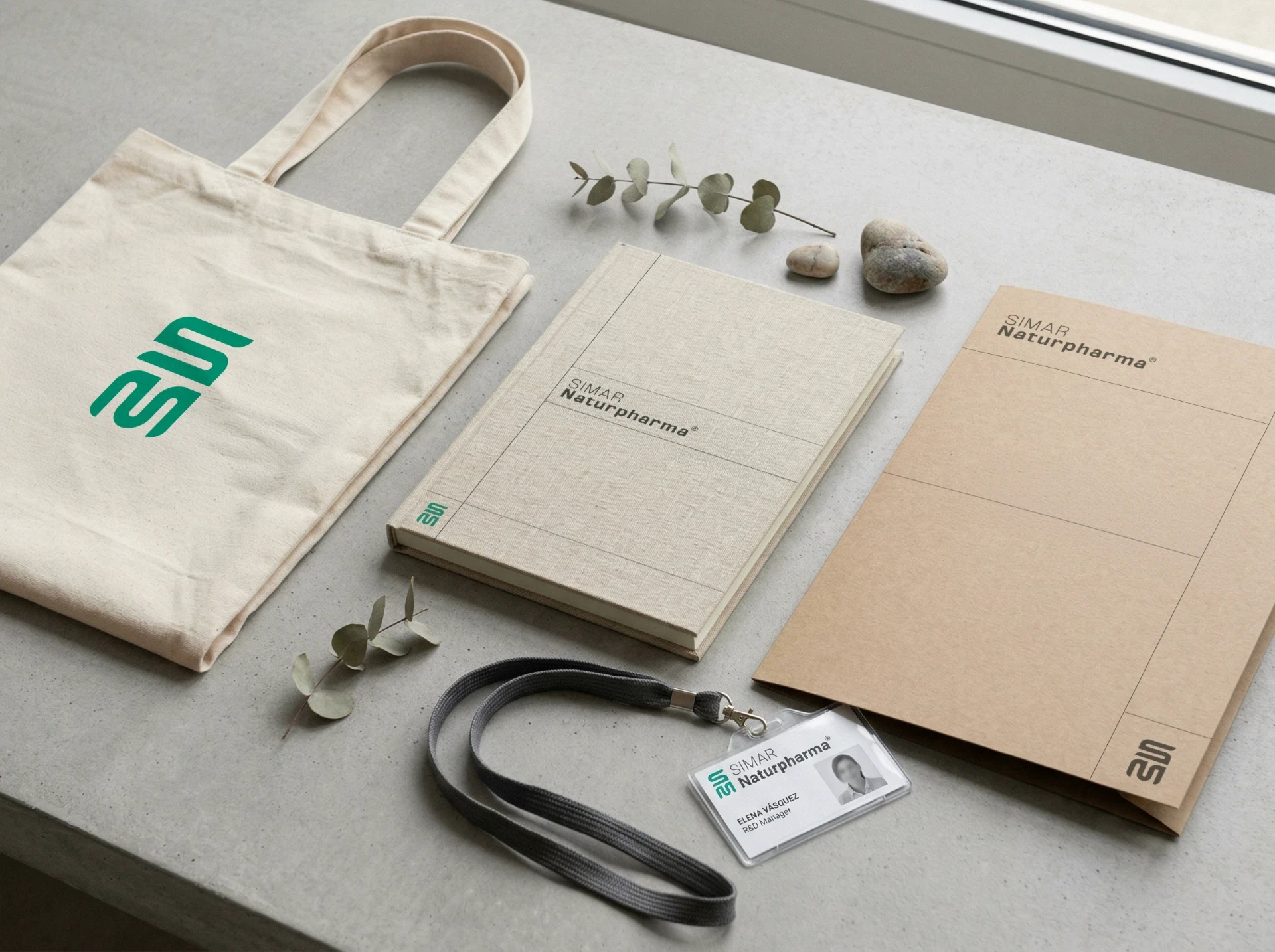SIMAR Naturpharma brand identity by freelance brand identity designer Barcelona.